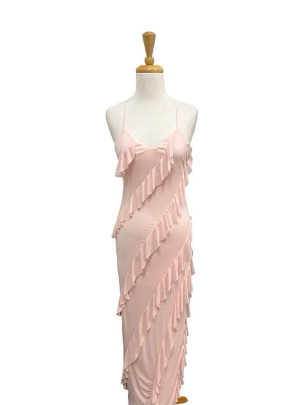 Sincerely Jules Pale Pink Ruffled Maxi Slip Dress